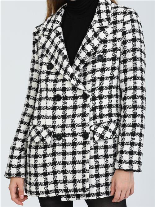 Women Patterned Six-Button Jacket Wholesale Gray Color