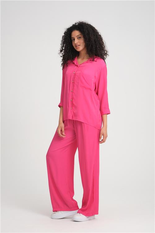 Women shirt and pants set wholesale Fuchsia color