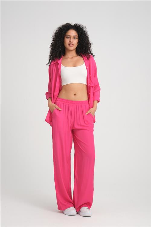 Women shirt and pants set wholesale Fuchsia color