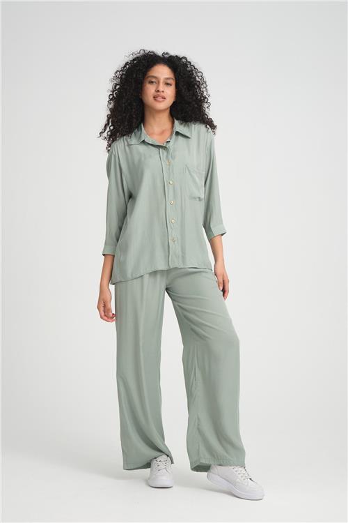 Women shirt and pants set wholesale Menthol color
