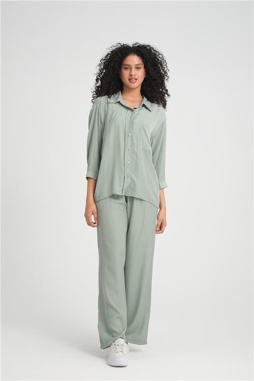Women shirt and pants set wholesale Menthol color