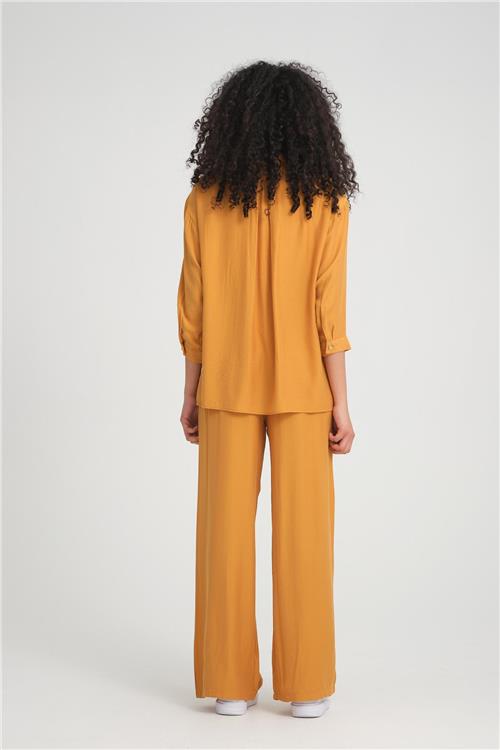 Women shirt and pants set wholesale Mustard color