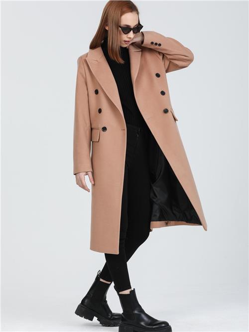 Women Six-Button Coat Wholesale Beige Color