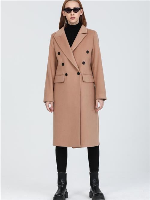 Women Six-Button Coat Wholesale Beige Color