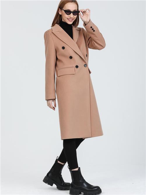 Women Six-Button Coat Wholesale Beige Color