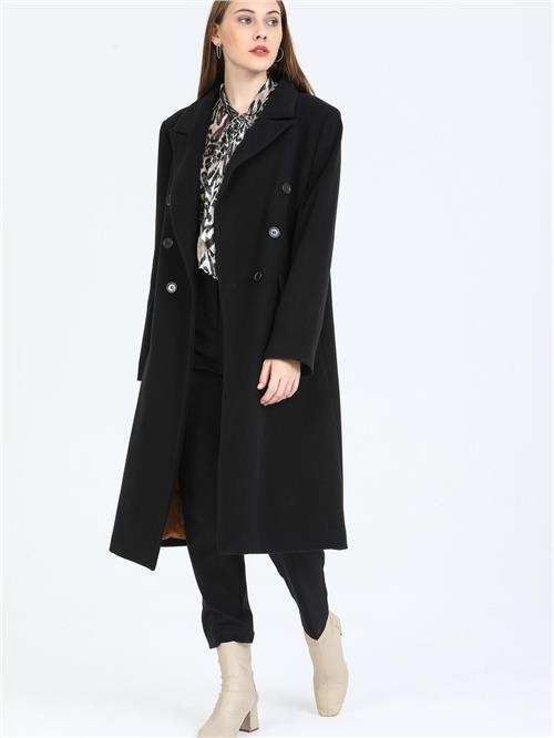 Women Six-Button Coat Wholesale Black Color