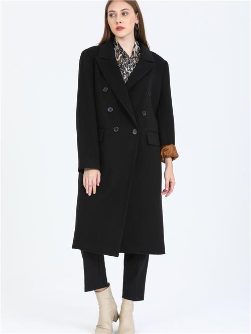 Women Six-Button Coat Wholesale Black Color