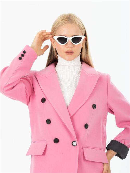 Women Six-Button Coat Wholesale French Pink Color