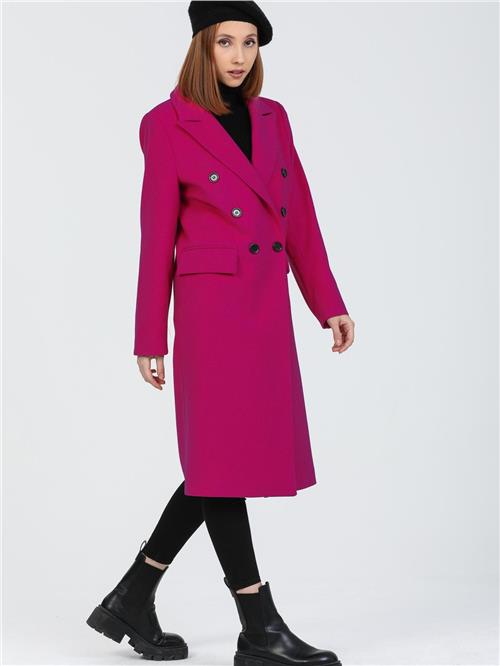 Women Six-Button Coat Wholesale Fuchsia Color