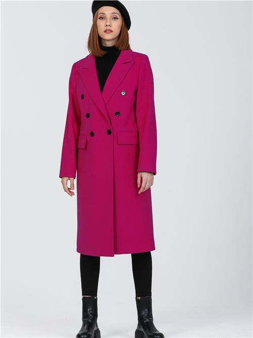Women Six-Button Coat Wholesale Fuchsia Color