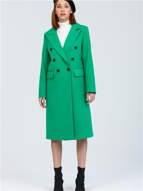 Women Six-Button Coat Wholesale Green Color