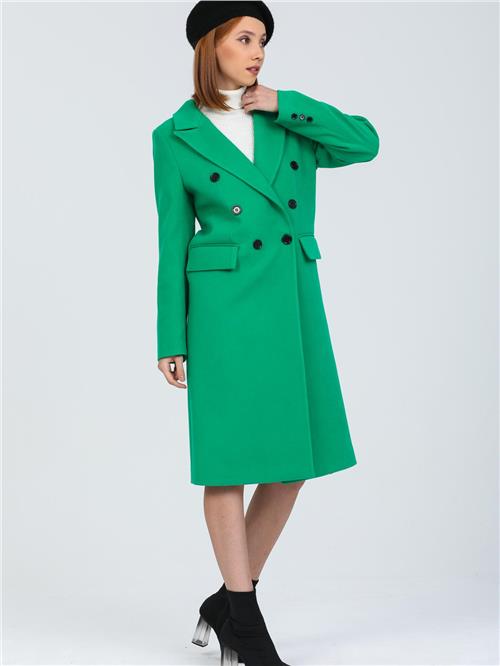 Women Six-Button Coat Wholesale Green Color