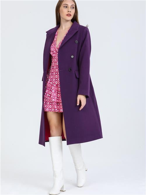 Women Six-Button Coat Wholesale Purple Color