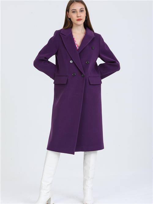 Women Six-Button Coat Wholesale Purple Color