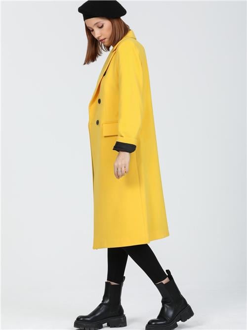 Women Six-Button Coat Wholesale Yellow Color