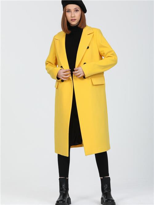 Women Six-Button Coat Wholesale Yellow Color