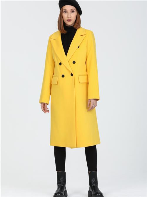 Women Six-Button Coat Wholesale Yellow Color