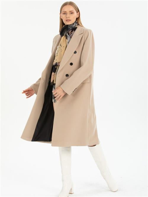 Women six-buttons coat wholesale Beige color