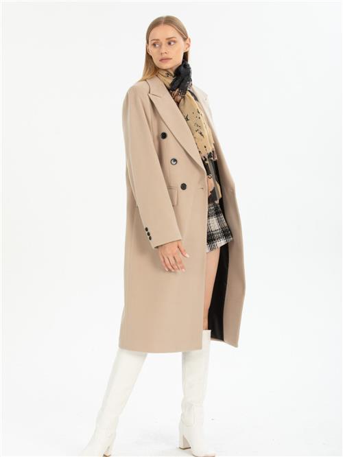 Women six-buttons coat wholesale Beige color