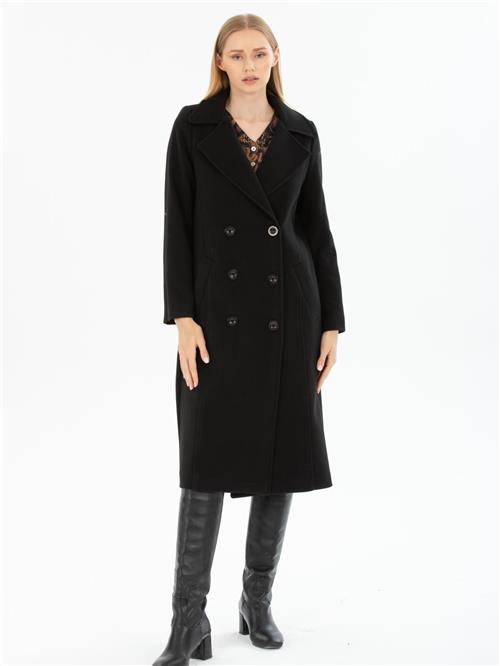 Women six-buttons coat wholesale Black color