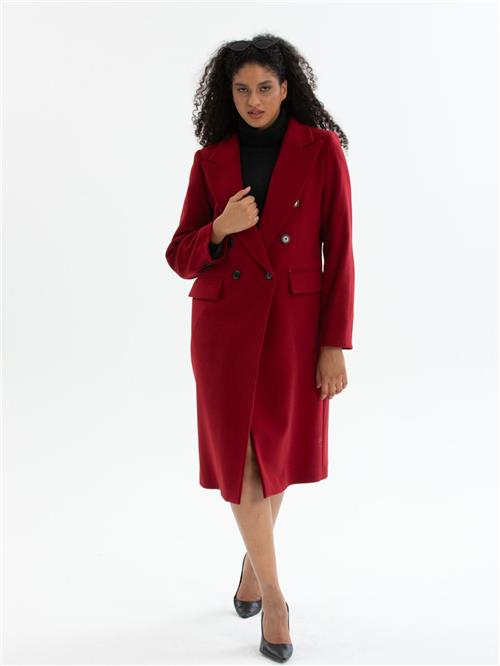Women six-buttons coat wholesale Burgundy color