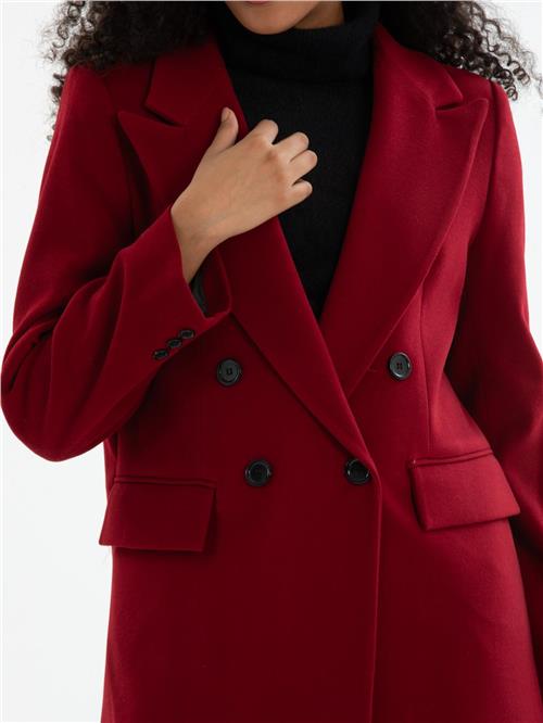 Women six-buttons coat wholesale Burgundy color