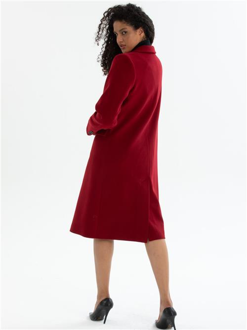 Women six-buttons coat wholesale Burgundy color