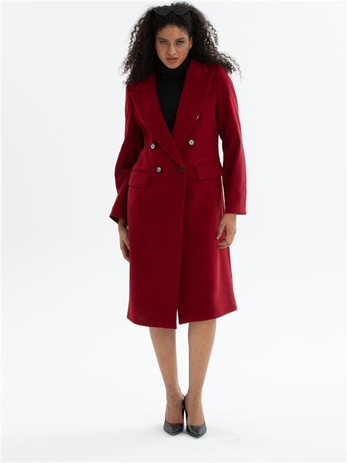Women six-buttons coat wholesale Burgundy color