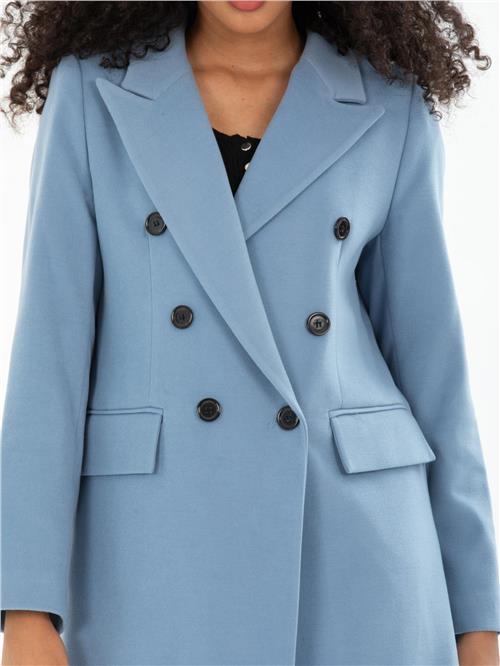 Women six-buttons coat wholesale Light Blue color