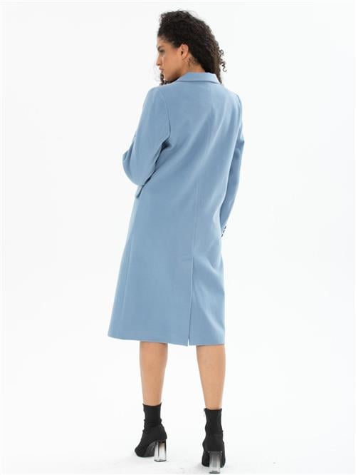 Women six-buttons coat wholesale Light Blue color