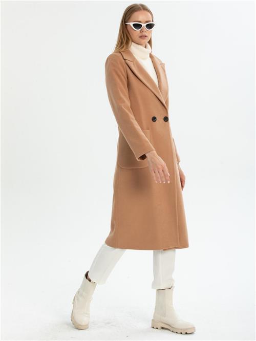 Women two-button coat wholesale Camel color