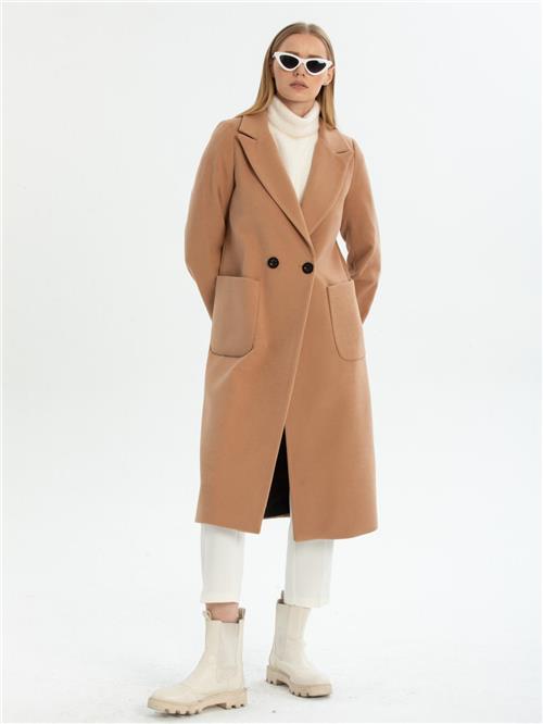 Women two-button coat wholesale Camel color