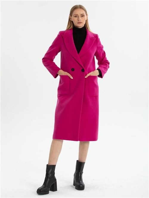 Women two-button coat wholesale Fuchsia color
