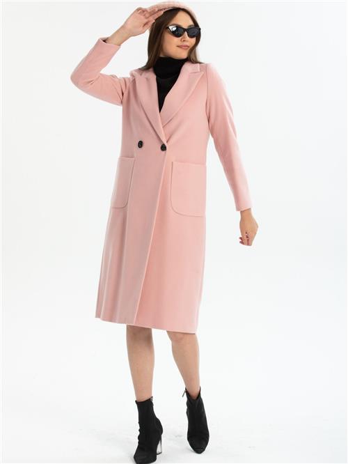 Women two-button coat wholesale Rose Pink color