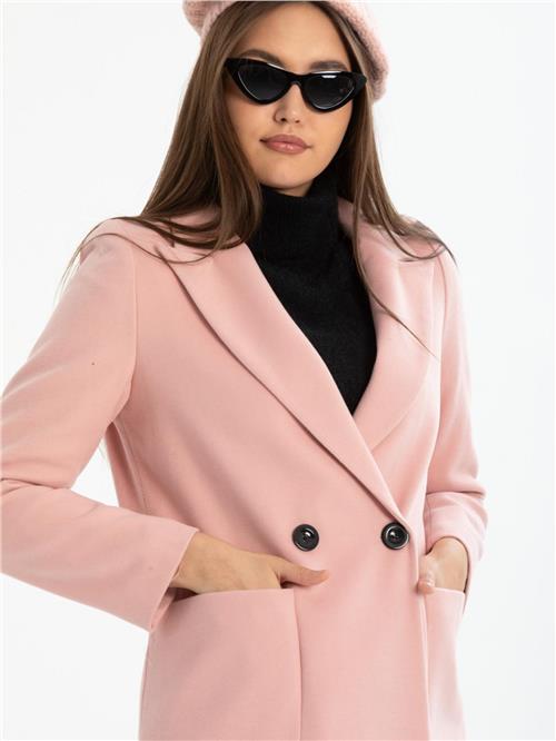 Women two-button coat wholesale Rose Pink color