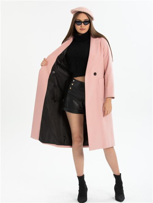 Women two-button coat wholesale Rose Pink color