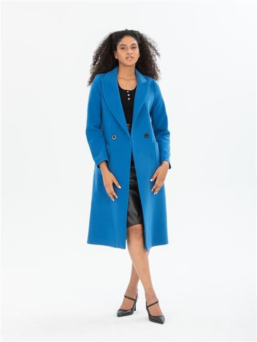 Women two-buttons coat wholesale Blue color