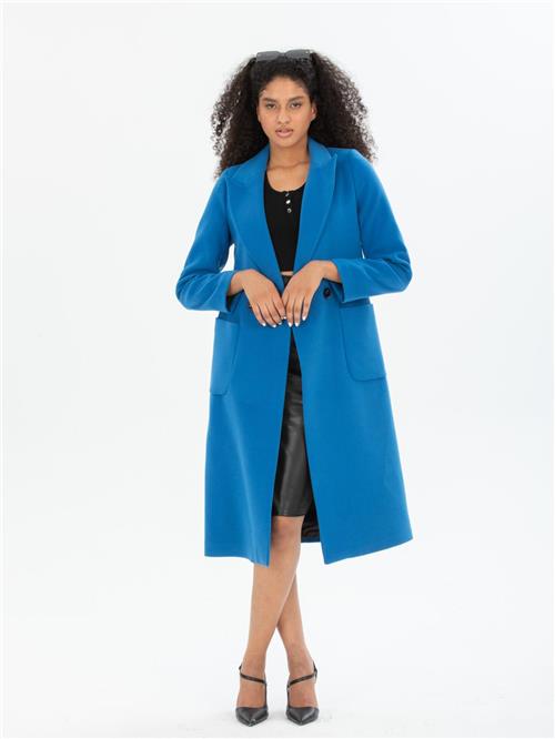 Women two-buttons coat wholesale Blue color