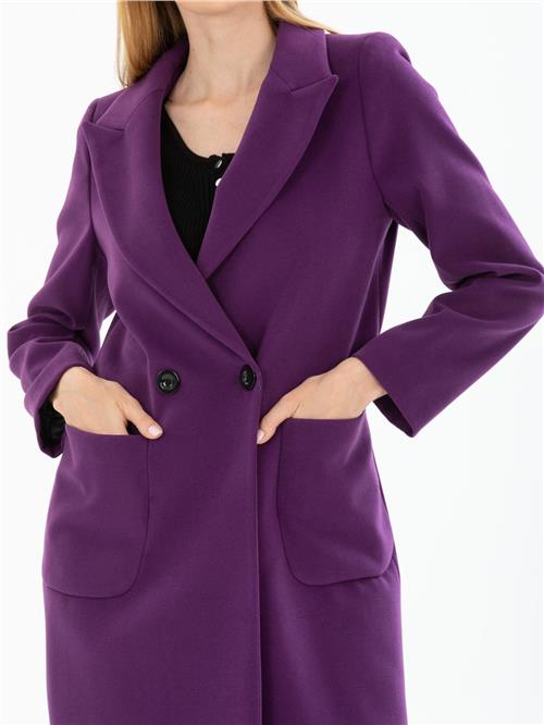 Women two-buttons coat wholesale Purple color