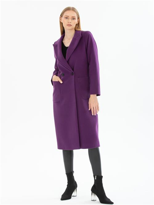 Women two-buttons coat wholesale Purple color