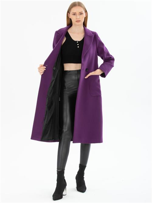 Women two-buttons coat wholesale Purple color
