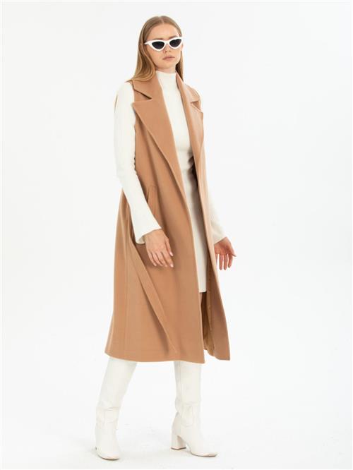 Women vest with belt wholesale Beige color