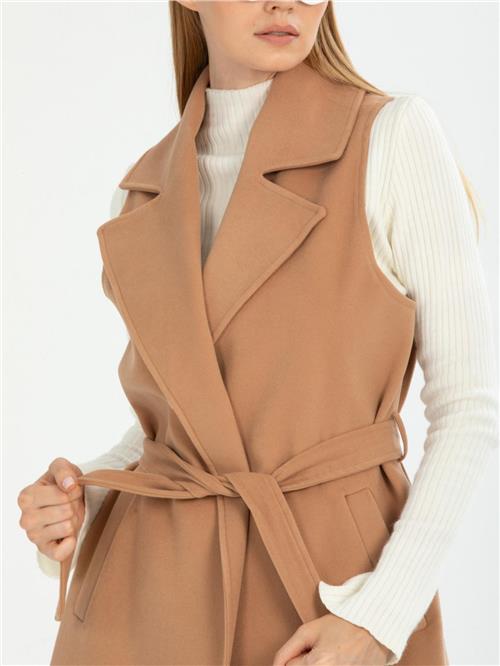 Women vest with belt wholesale Beige color