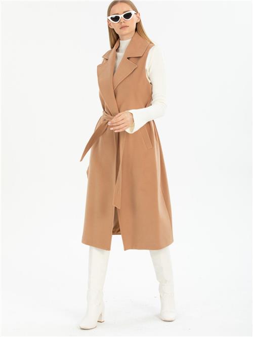 Women vest with belt wholesale Beige color