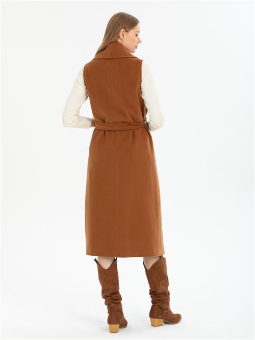 Women vest with belt wholesale Camel color