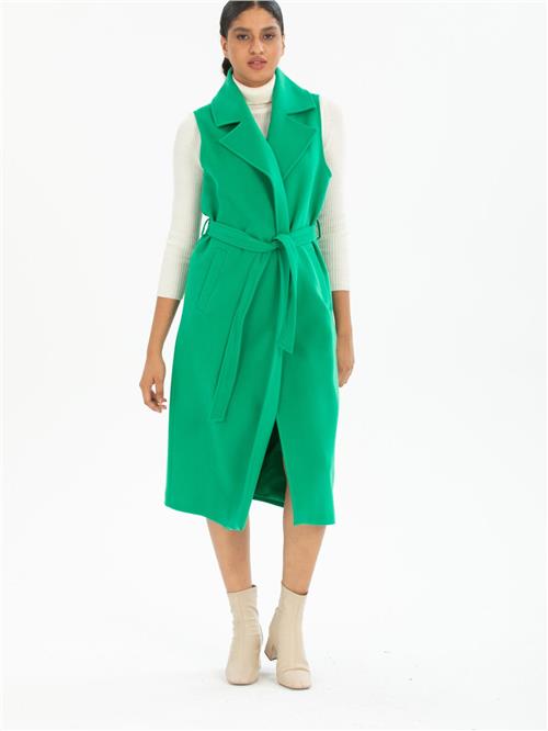 Women vest with belt wholesale Green color