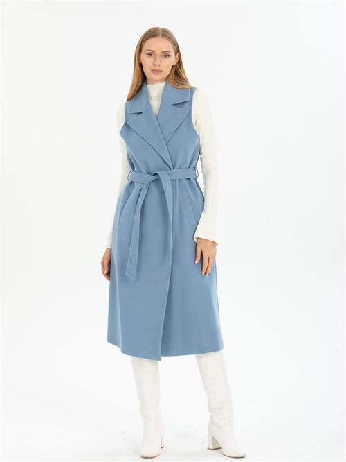 Women vest with belt wholesale Light Blue color