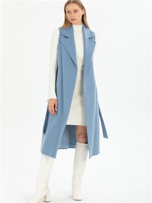 Women vest with belt wholesale Light Blue color
