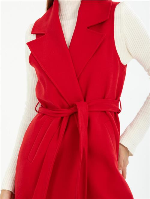 Women vest with belt wholesale Red color