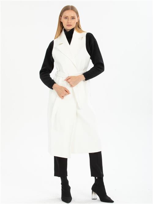 Women vest with belt wholesale White color